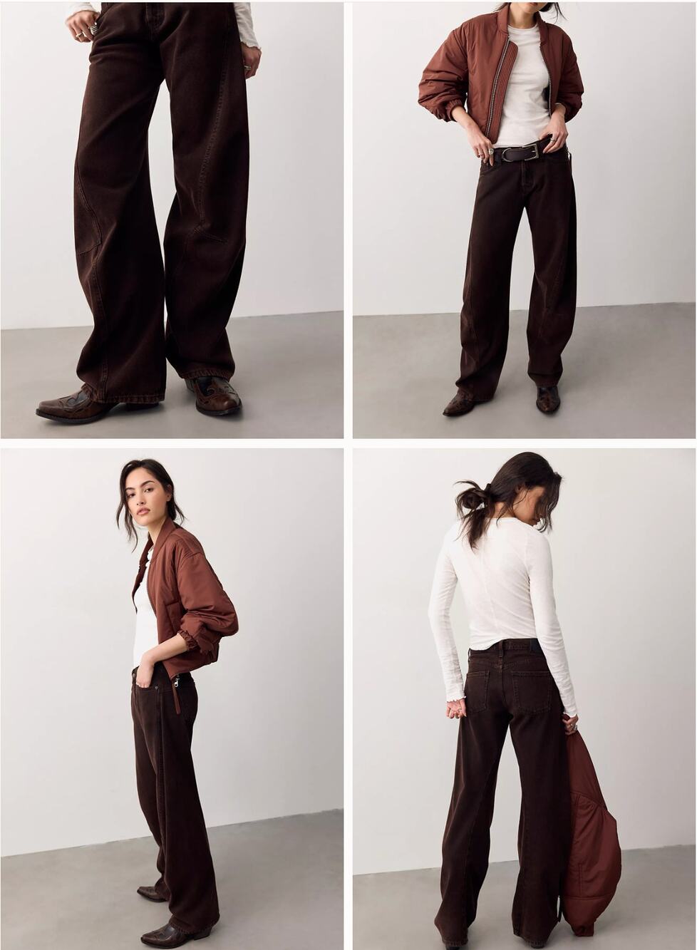 NWT Free People We The Free Fable Low-Rise Twisted Bowed Jeans | Espresso | Sz30